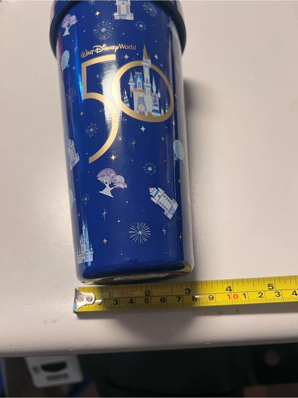 Disney Navy Blue 50th Anniversary Tumbler with Mickey Straw Topper